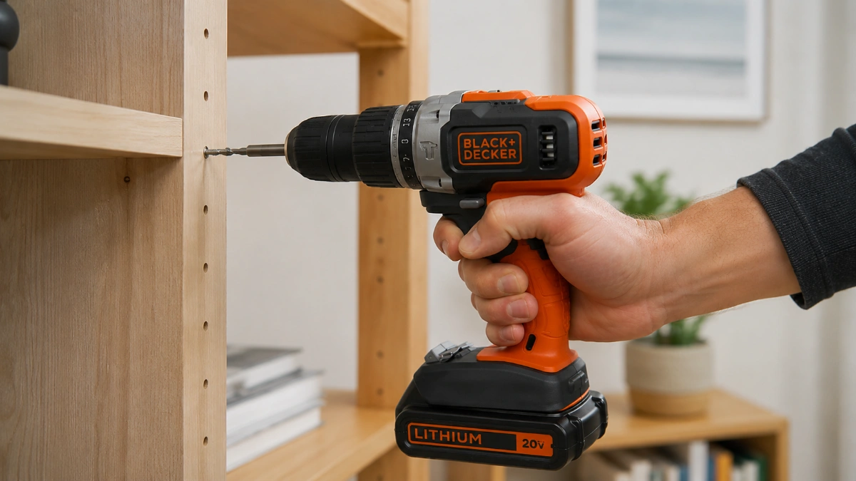 Parafusadeira Black+Decker BCD704C1 20V com impacto sobre bancada